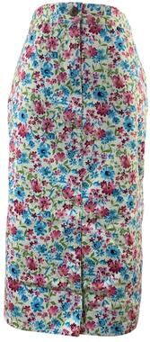Vintage 00s Women's 6 Knee Length Pencil Skirt David N Sport Floral Cotton Y2K